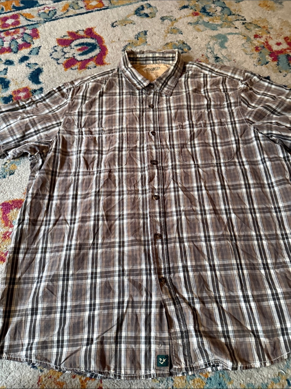 Short sleeve plaid shirt 100% cotton fabric